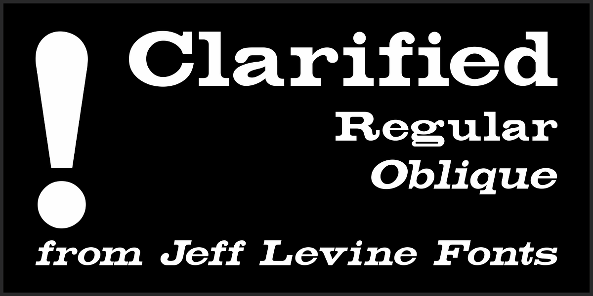 Clarified JNL, a Serif Font by Jeff Levine Fonts (Photo 1 of 5)