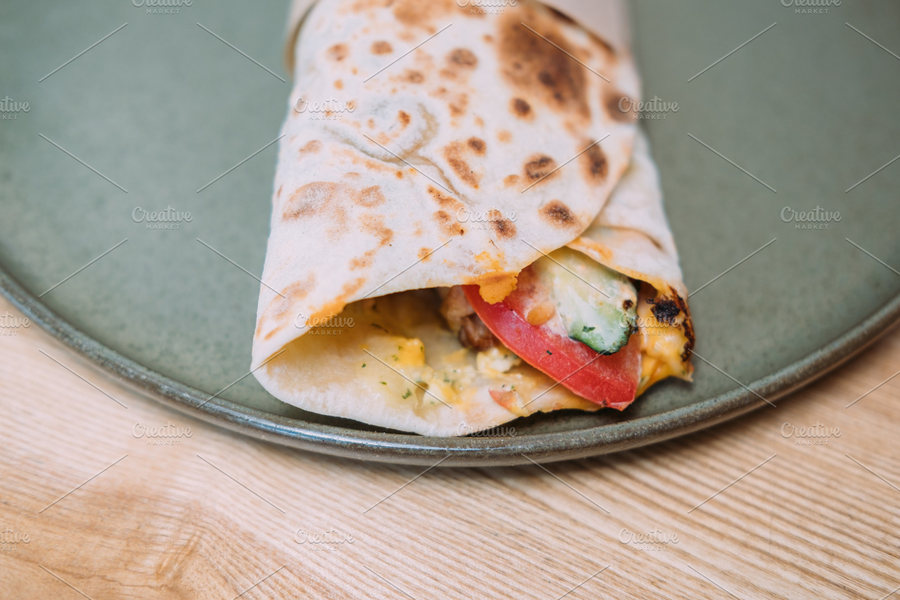Doner kebab street food shawarma plate served, a Food & Drink Photo by Photo Drive Studio