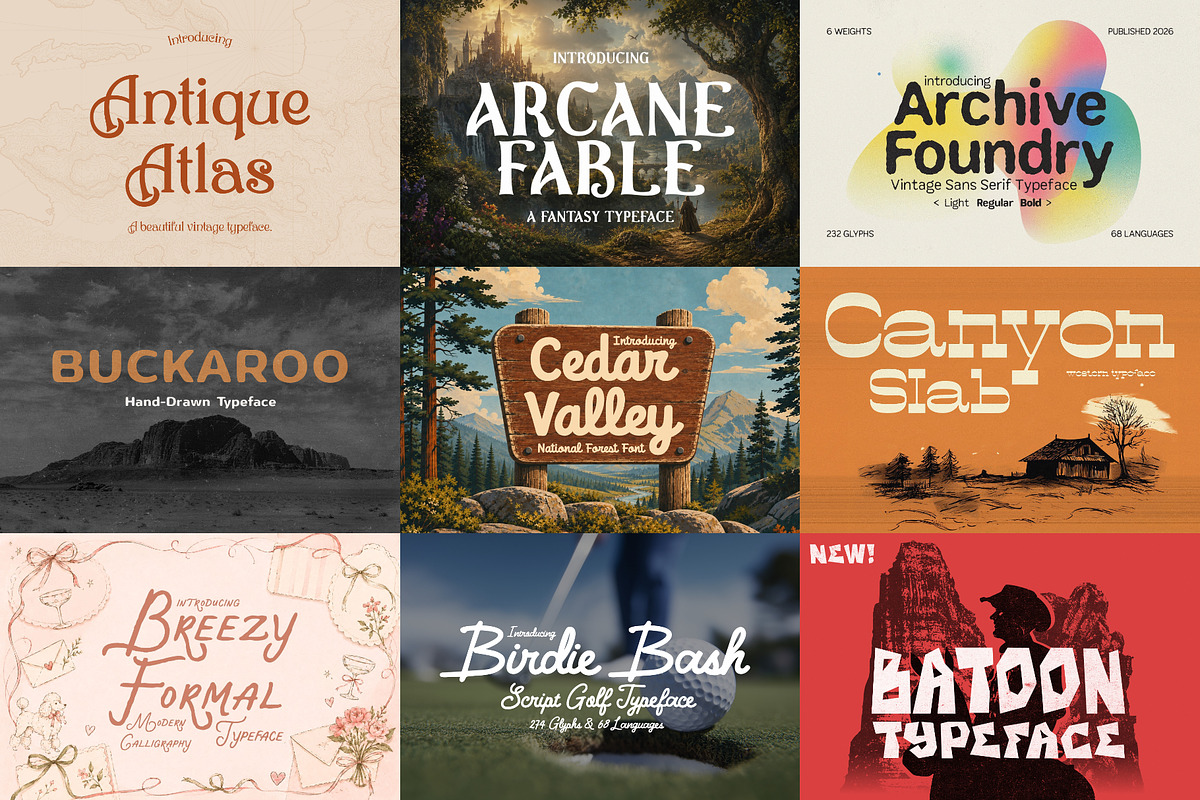 Outdoors Font Bundle - 60 Fonts!, a Serif Font by HipFonts (Photo 11 of 13)