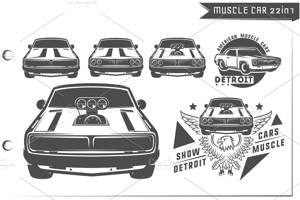 22 in 1 Set of muscle car, a Background Graphic by Hadanello88 (Photo 4 of 5)