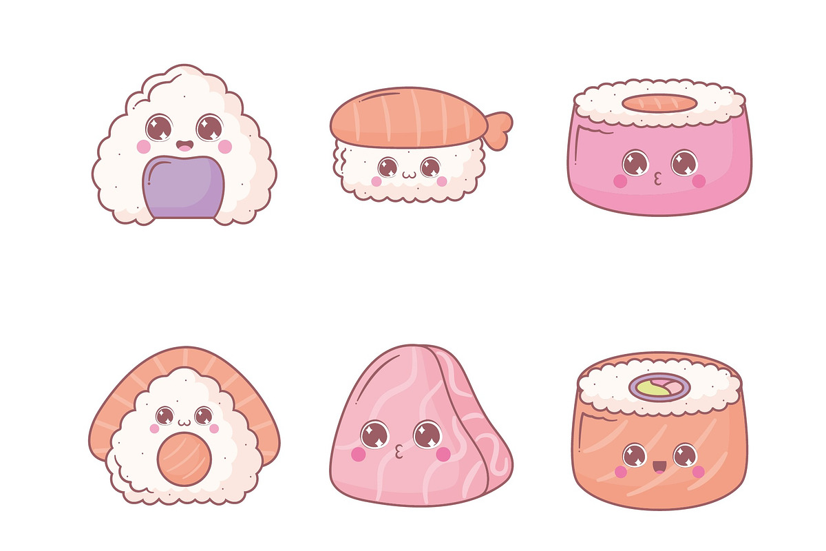 Sushi Kawaii Illustration Set preview 2