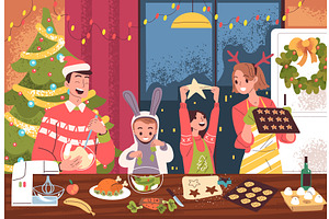 Family christmas cooking. Parents, an Object Illustration by Stock-Smart-Start