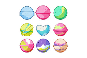 Colorful bath bomb collection in, an Object Illustration by pikepicture