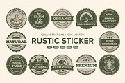 Rustic Farm Organic Sticker Badge Se, an Object Graphic by DesignerCandies (Thumbnail 6 of 6)