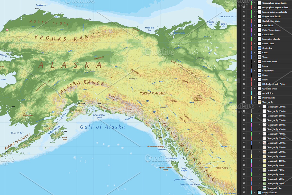 Topographic World Vector Map, an Illustration by Cartorical (Photo 7 of 8)