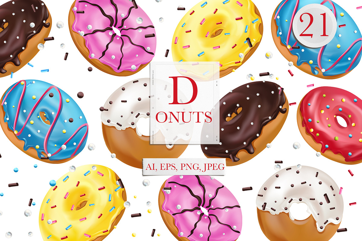 Sweet Donuts+Seamless Patterns, a Decorative Illustration by Usis (Photo 1 of 7)