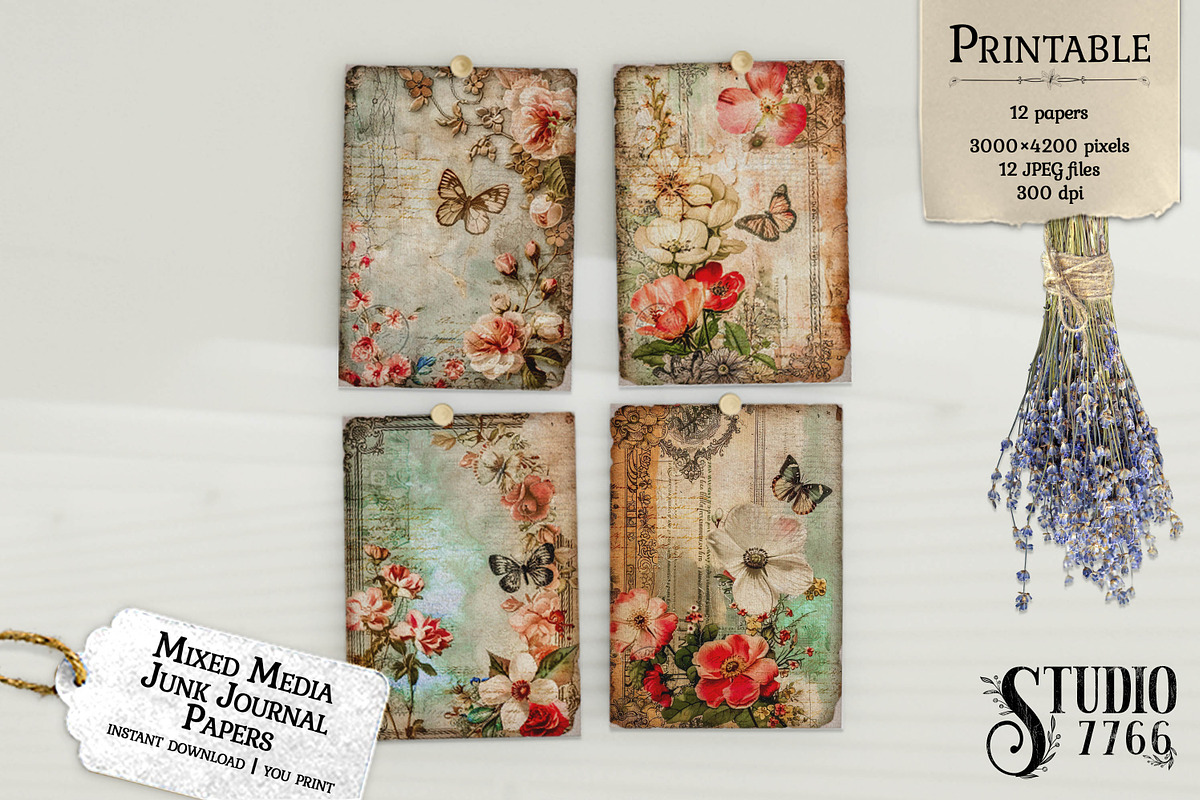 Mixed Media Junk Journal Papers, an Illustration by Studio 7766 (Photo 3 of 3)