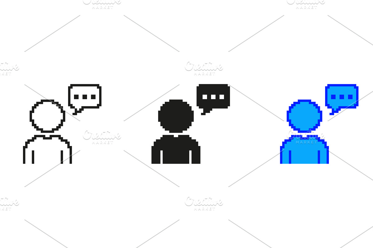 Pixelated Person with Speech Bubble, an Object Illustration by Gentle Studio