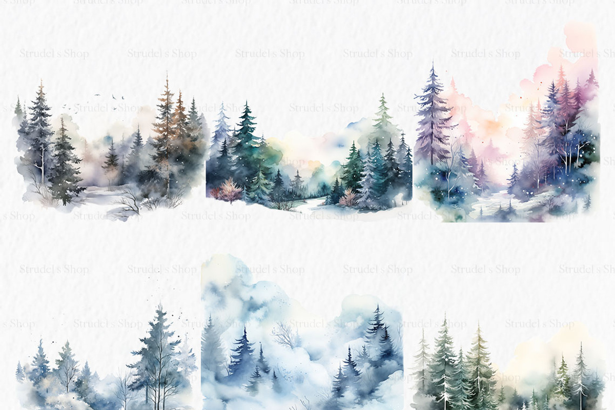 Watercolor forest clipart PNG, an Object Graphic by MyLittleMeow (Photo 4 of 8)
