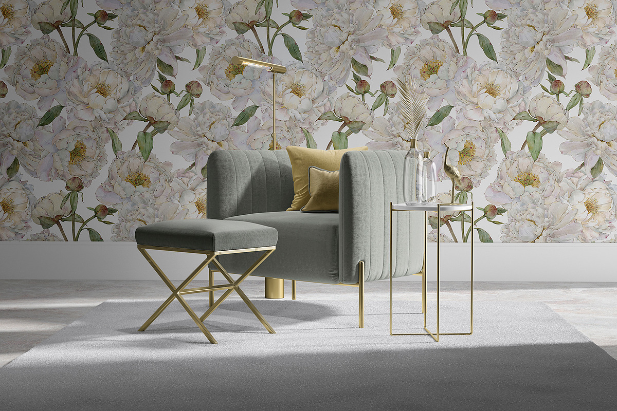 White Peonies Watercolor Collection, a Pattern Graphic by Alisa Fimen Design (Photo 10 of 13)
