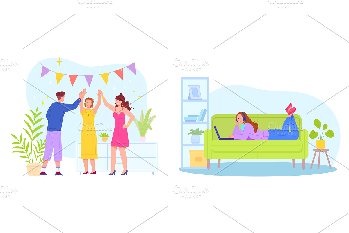 Extravert and introvert. Shy woman, a Person Illustration by Stock-Smart-Start