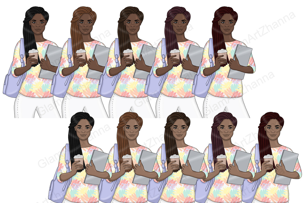 Study Bright Girls Clipart, an Education Illustration by GlamArtZhanna (Photo 4 of 7)