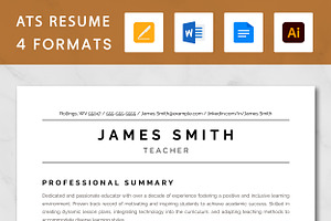 Teacher Resume Template, a Resume Template by ResumeInventor