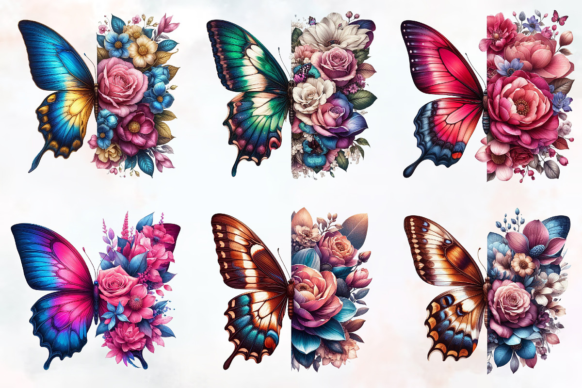 Butterfly Flowers Sublimation Clipar, an Illustration by RobertsArt (Photo 2 of 7)