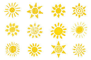 Doodle sun icons set #2