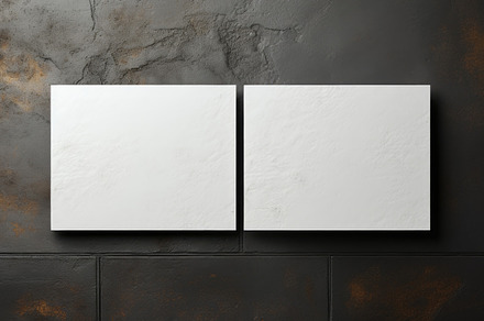Mockup of two white business cards on a dark concrete background, a Business Photo by AS photostudio
