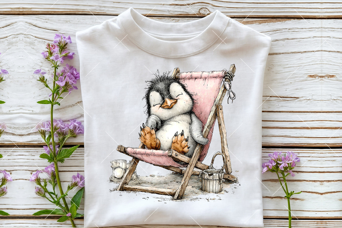 Whimsical Summer Penguin Clipart, an Illustration by OK Design (Photo 4 of 6)