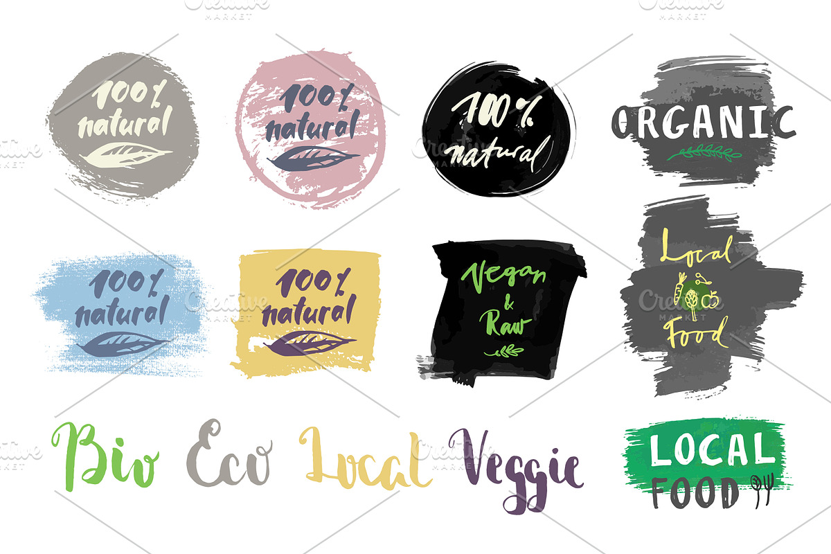 Ecology & Natural Logo Set 40+ Items, a Food Illustration by Moo Graphics (Photo 3 of 3)
