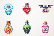 Halloween Potion Bottles Sublimation, an Illustration by RobertsArt (Thumbnail 2 of 7)