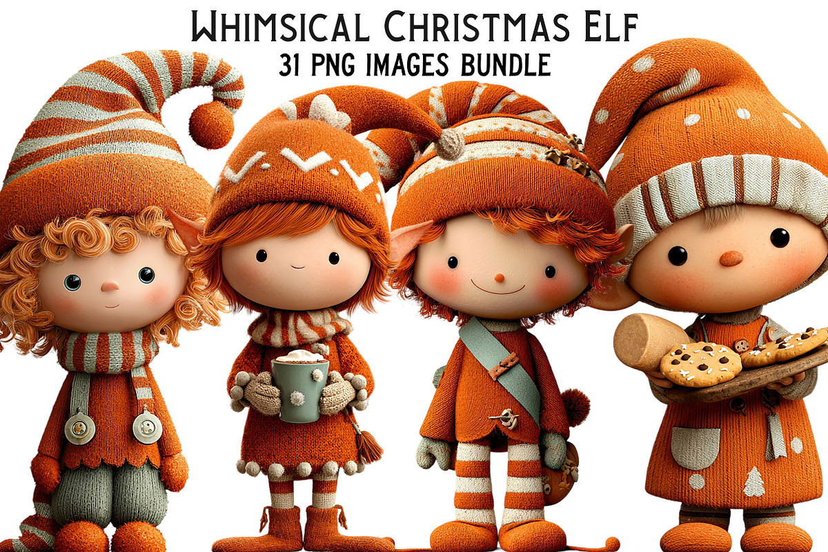 Whimsical Christmas Elf Clipart, an Illustration by Craft Nest (Photo 1 of 8)