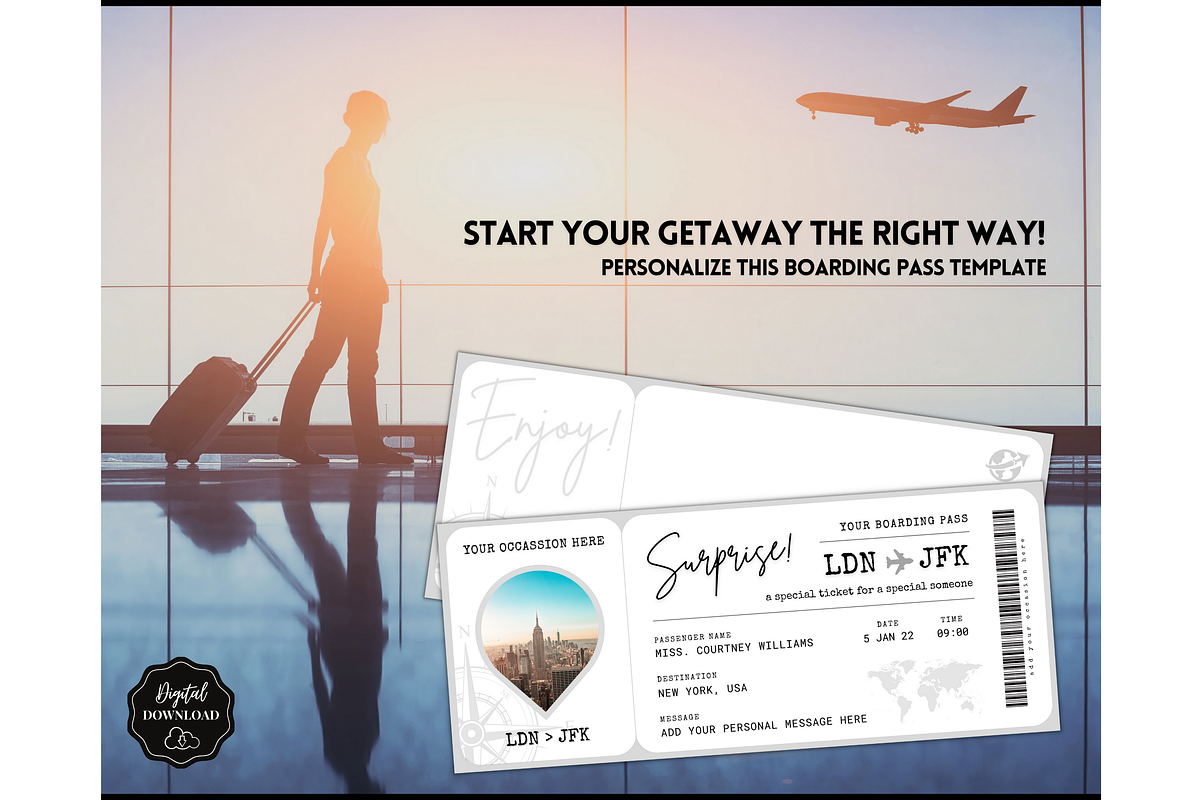 Boarding Pass Template, EDITABLE, a Templates & Theme by Templatables (Photo 5 of 8)