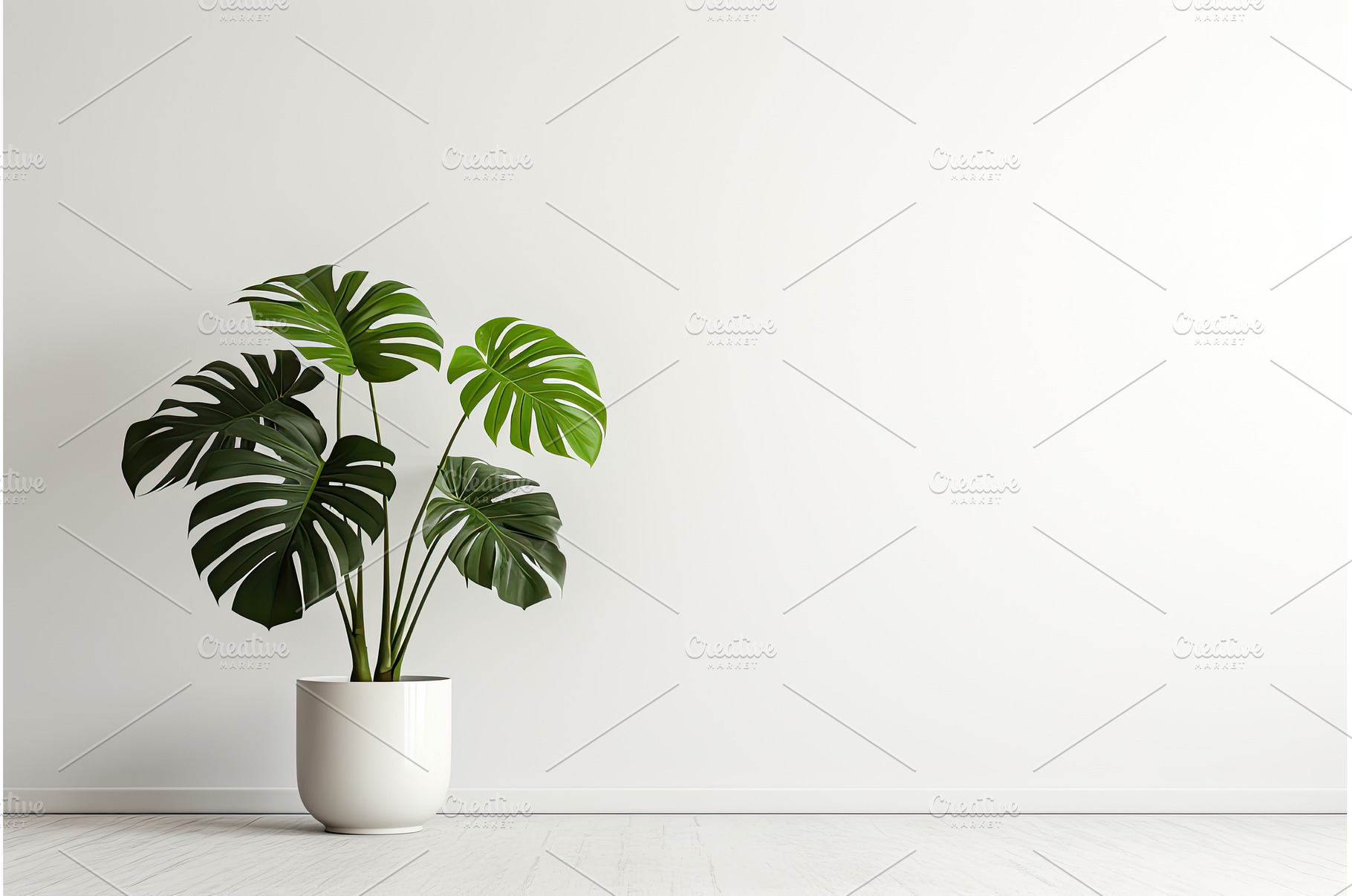 Minimalistic white room wall with a, a Nature Photo by Neirfy