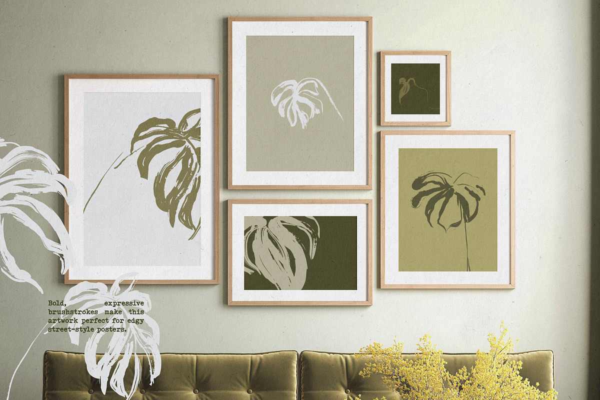 Monstera Ink Brush Botanical Vector, a Decorative Illustration by Momosama Studio (Photo 9 of 9)