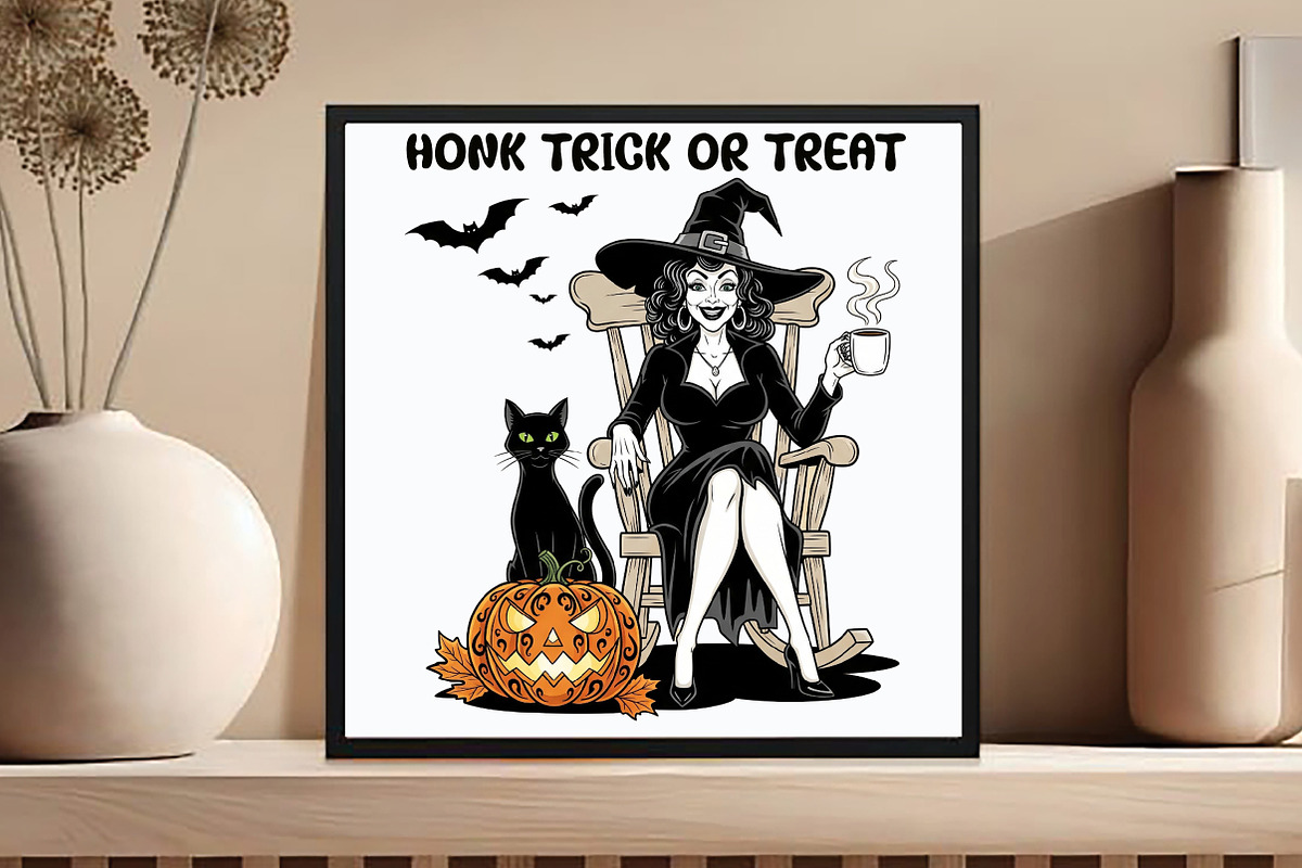 Halloween Witch Coffee Cat, Vintage, an Illustration by DreamCafeArt (Photo 5 of 7)