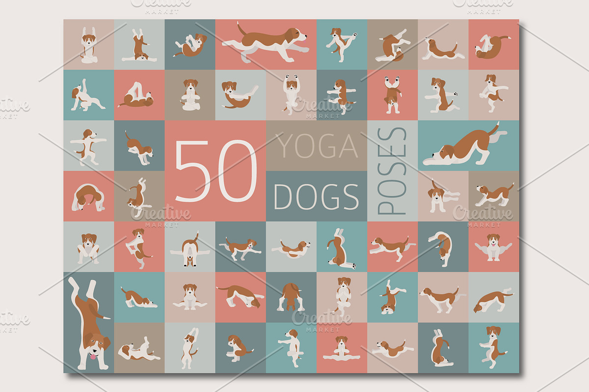 50 yoga dog poses, an Animal Illustration by pet design shop (Photo 2 of 7)