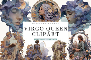 Virgo Lady Clipart Bundle, a Person Illustration by BusyDaydesign