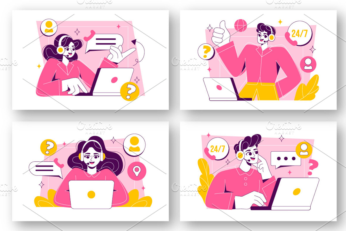 6 Customer Support Illustration, a Person Illustration by denayunebgt (Photo 2 of 3)