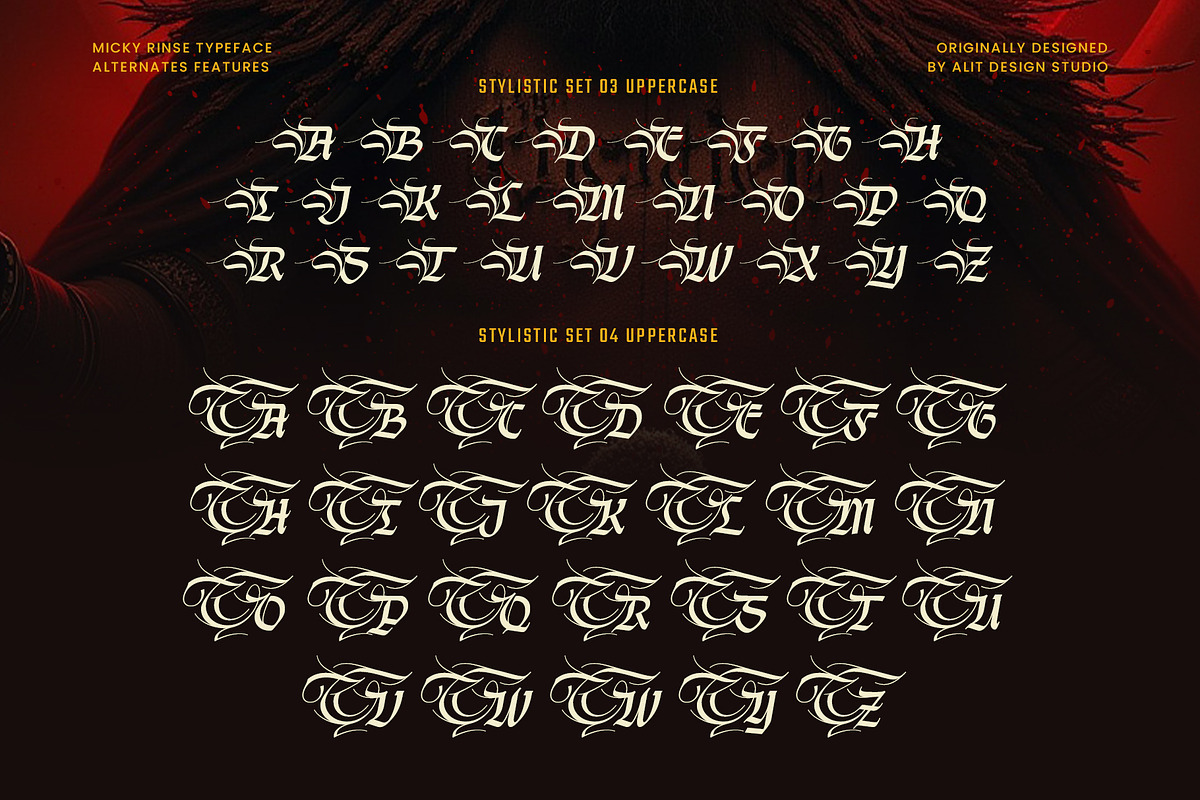 Micky Rinse Typeface, a Blackletter Font by alit design (Photo 12 of 20)