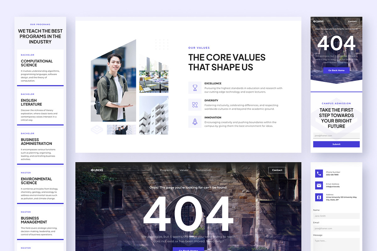 Unixe - University Website Framer, a Websites & App Template by peterdraw (Photo 4 of 4)