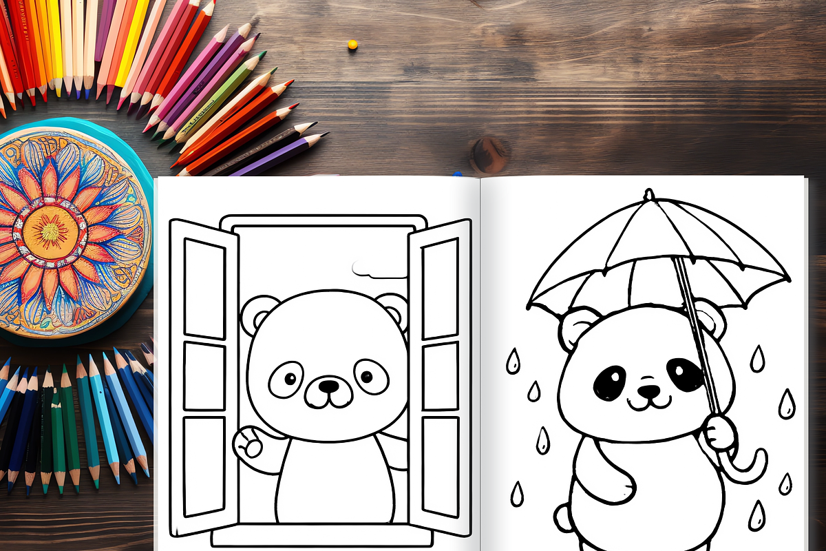 Cute Panda Daily Life Coloring Pages, a Brochure Template by LA Design (Photo 5 of 10)