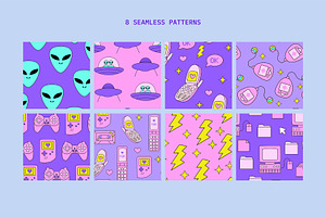 Retrowave Cliparts, Patterns