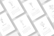 Calendar 2020 Floral Line Art Design, a Templates & Theme by Bordo (Thumbnail 3 of 3)