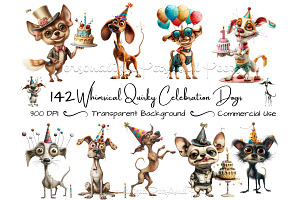 142 Whimsical Quirky Dog Clipart, an Animal Illustration by Art Paradise Studios