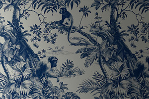 MONKEY JUNGLE TOILE Seamless Pattern