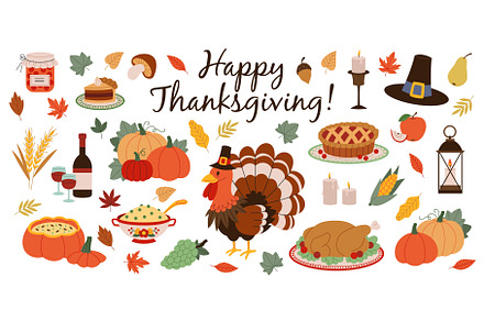 Cartoon thanksgiving day elements, an Object Illustration by YummyBuum