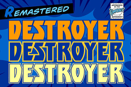 Destroyer - a heavy rock'n'roll font, a Blackletter Font by Comicraft Fonts