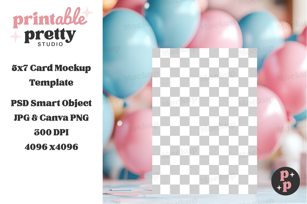 Balloon Card Mockup PSD 5x7, a Product Mockup by Printable Pretty Studio (Photo 2 of 7)