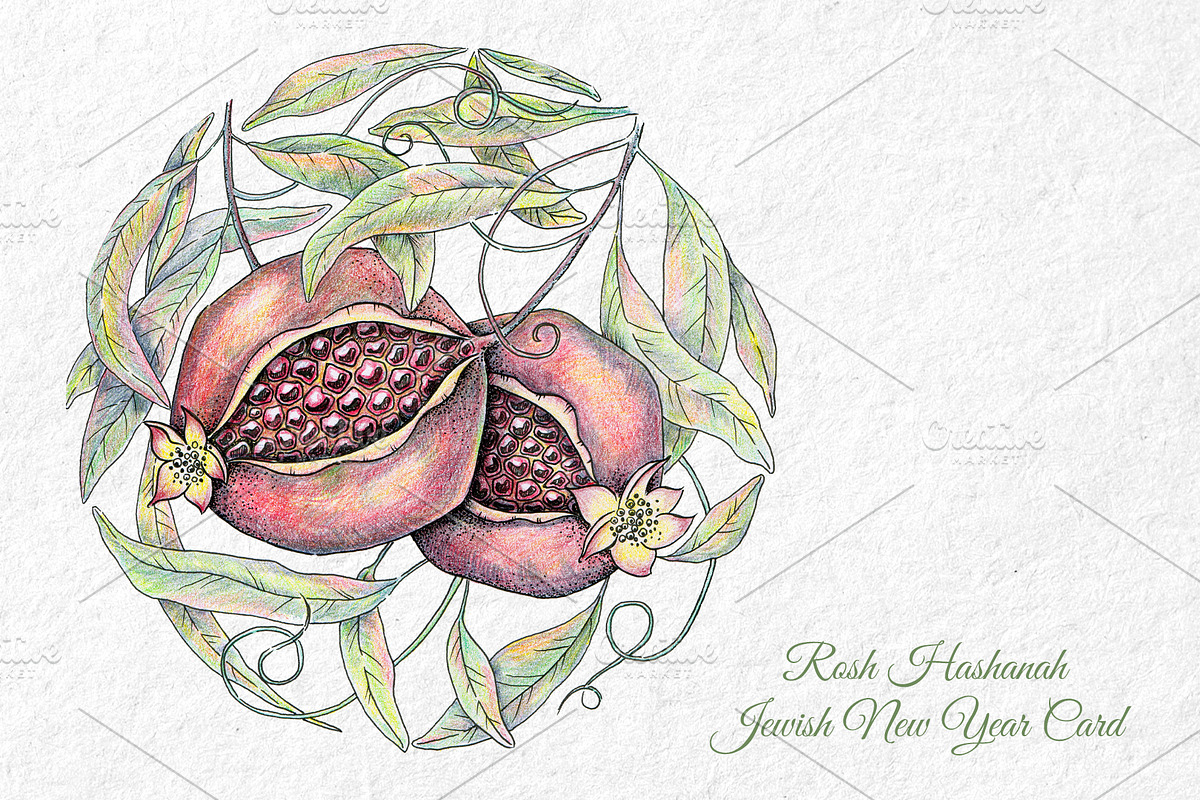 Rosh Hashanah, Jewish New Year Card, a Seasonal Illustration by Uminoki (Photo 1 of 3)