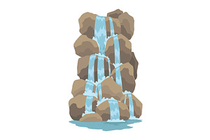 Cartoon river cascade, an Illustration by Things for designers