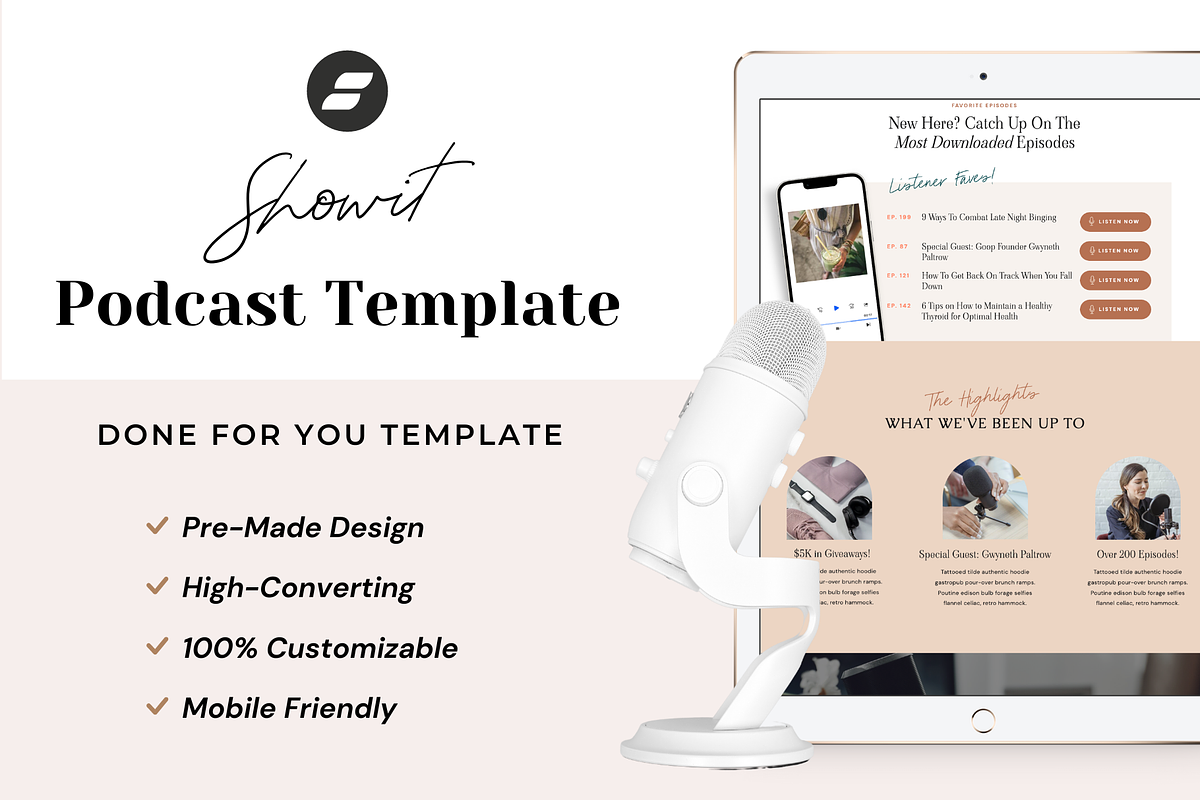 Podcast Landing Page Showit Template, a Landing Page Template by Sugar Studios (Photo 1 of 7)