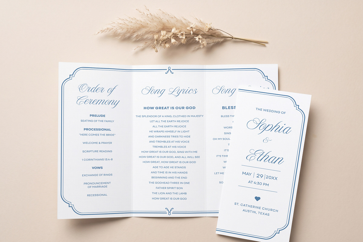 Blue Wedding Program Template, an Invitation Template by Arslan (Photo 3 of 4)