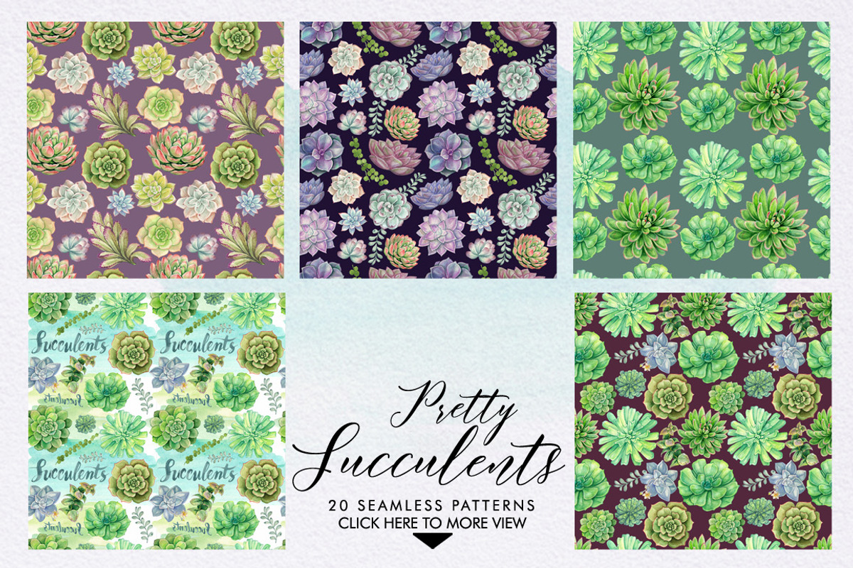 Watercolor Pretty Succulents, an Illustration by Graphobia (Photo 9 of 10)