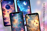 Fantasy Galaxy Floral Backgrounds, a Graphic by Kalindiprints (Thumbnail 1 of 6)