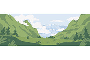 Panoramic mountain landscape, a Seasonal Illustration by Good Studio (Thumbnail 1 of 3)