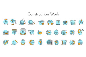 Building line icons set. Color, an Illustration by the8monkey