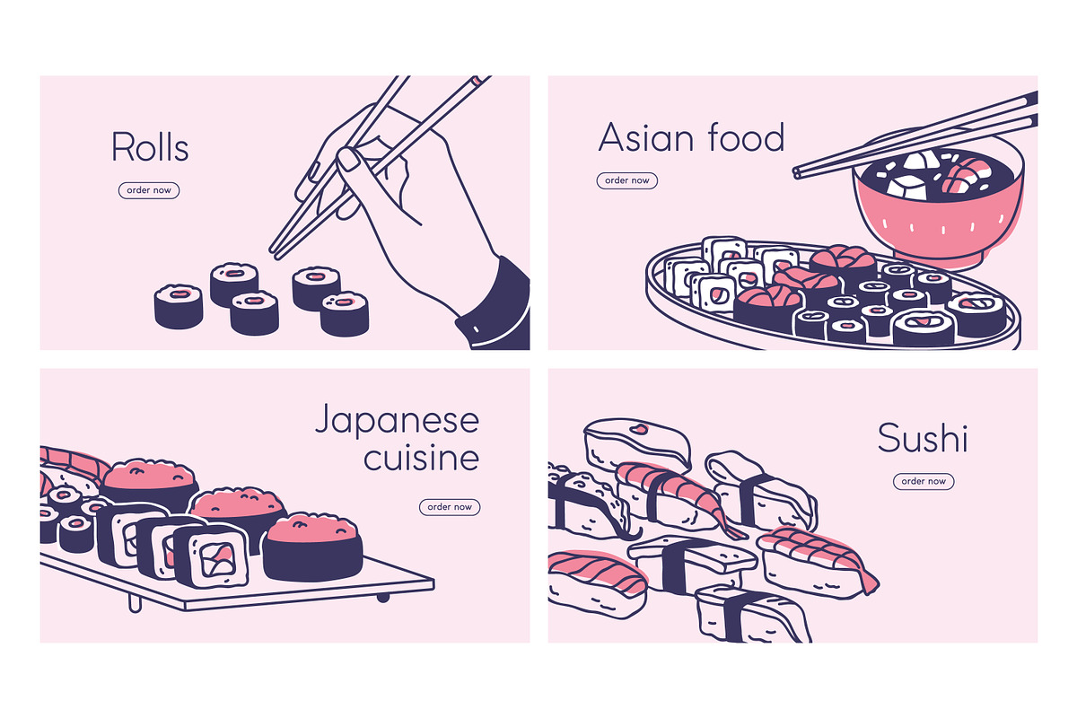 Sushi, Asian food banner, menu cover, a Food Illustration by Good Studio (Photo 3 of 6)